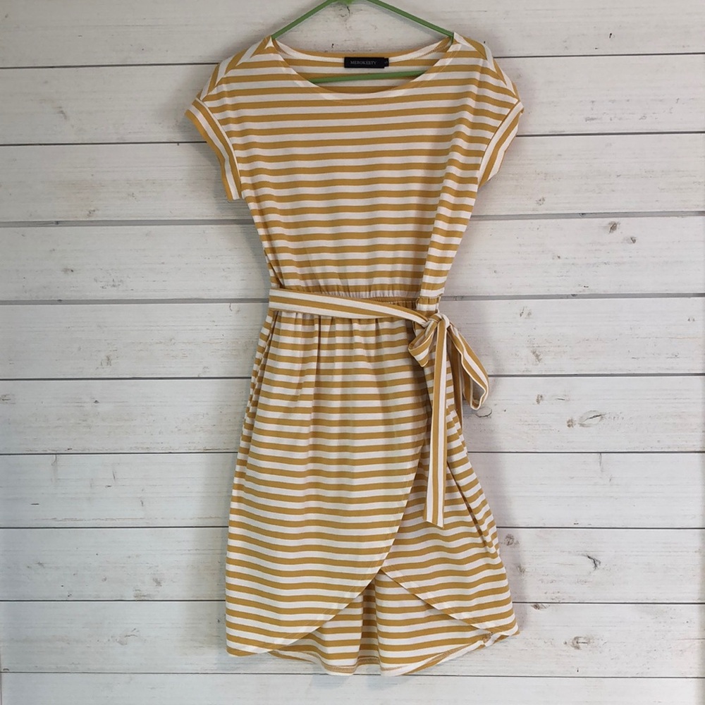 Merokeety casual stripe dress
